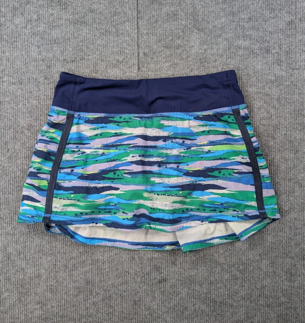 Lululemon Pace Rival Skirt Womens 4 Tennis Athleisure Skort Lined Blue Pleated